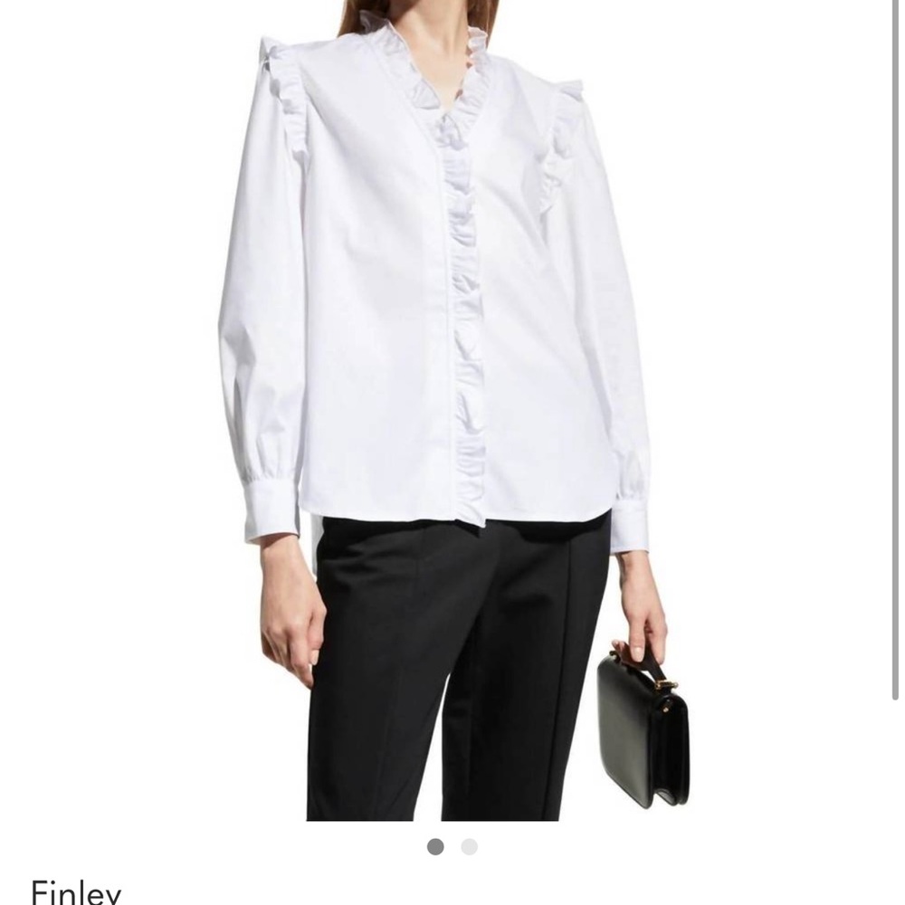 Perfect condition Finley Classic White Blouse with Ruffles - Picture 11 of 11